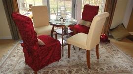 Upholstered Slipper Chairs, Red Slip covers available 