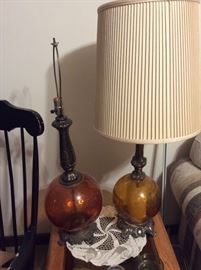 Amber glass table lamps