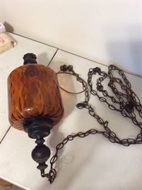 Amber glass hanging lamp