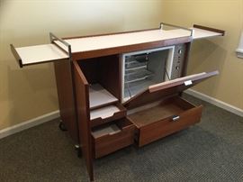 Includes slide-outs for extended serving area, storage, and Sears Coldspot Thermoelectric unit. This unit both heats and cools. It runs off regular household current so it is silent.