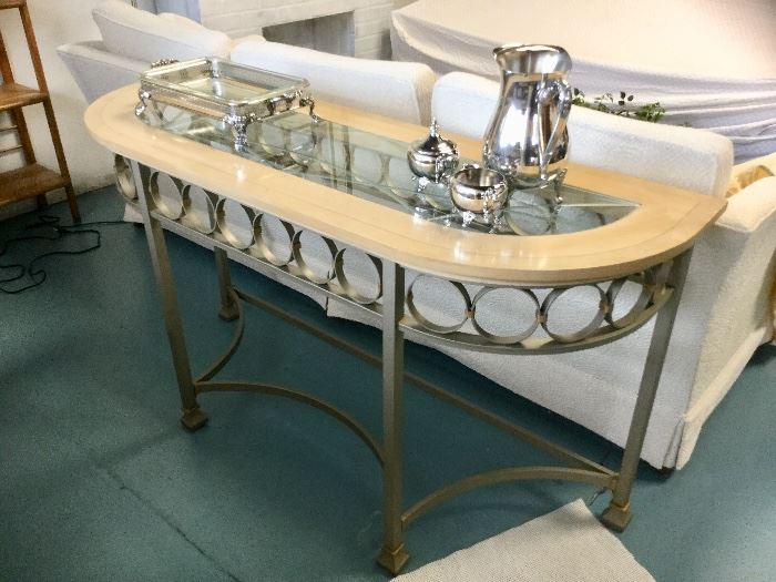 Contemporary style glass top sofa table
