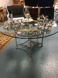 Contemporary style glass top table