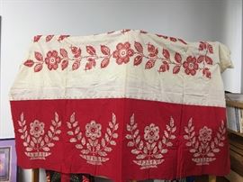 Cross stitch coverlet  with embroidery floss and pattern. Ready to finish.