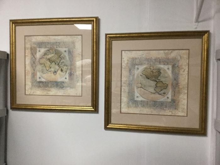 Pair of Framed and Matted old world maps