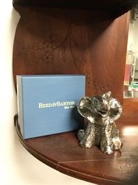 Reed & Barton silver plated elephant music box