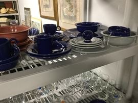 Vintage Fiesta Ware cobalt blue, gray, rose