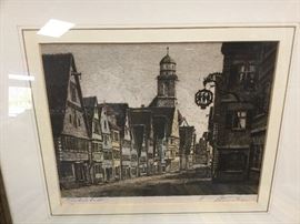 Etching...Bavarian town... Dinkelsbuhl