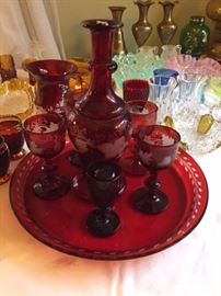 Cranberry Cordial Set.
