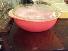Pink Round Pyrex With Lid.