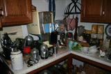 Soda Pop Shop Vintage including Pepsi Soda Machine, Enamelware, Glass Coin Op Machines, & Syrup Dispensers