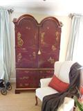Handpainted Burgandy Wardrobe - Comes with shelves to make it a shelving unit. Originally paid $16,000!
