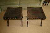 French Antiques Market - 1800's Leather Stools
