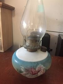 Antique kerosene lamp Handpainted $250