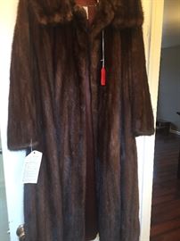 Chestnut brown mink full length coat