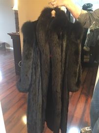 Black mink and fox fur coat