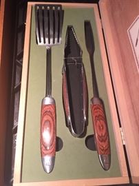  Cherrywood barbecue utensils 