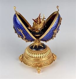 Imperial Faberge 24K Gold Over Silver Musical Egg