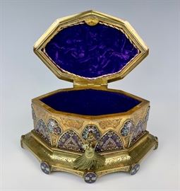Champleve and Bronze Jewelry Casket C. 1880