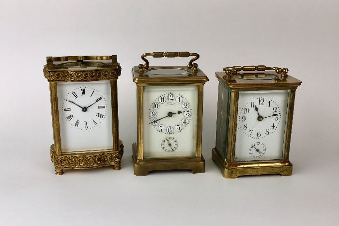 3  Antique Carriage clocks-sold as 1 lot
