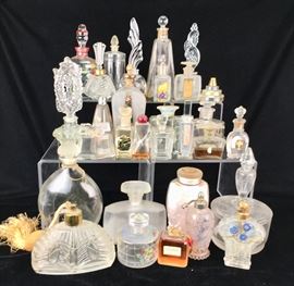 3 groups of vintage perfume bottles