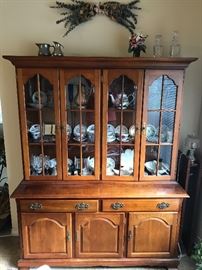 Beautiful cherry two piece china hutch $325