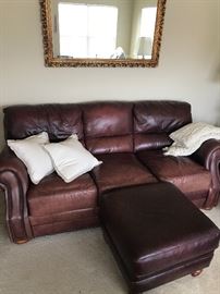 Leather couch with ottoman $280