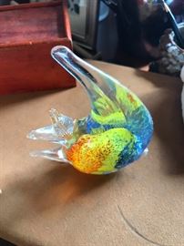 Glass blown fish paperweight $8