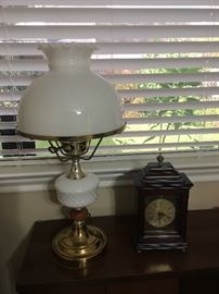 Vintage Milkglass Lamp and Howard Miller Clock