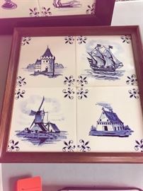 Delft 4 tile framed