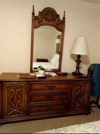 '70's Dresser with cabinet doors and attached mirror