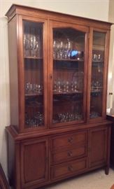 Drexel Triune china cabinet - part of dining set with matching oval table + 3 leaves & 4 side chairs. Purchased at Frederick & Nelson in 1967. Hutch is 48"W, 16"D & 74"H.