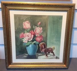 Signed 1940 watercolor by Benge (framed size 29" x 29")