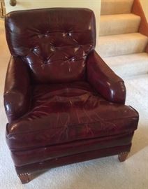 Burgundy leather club chair by Schafer Bros.