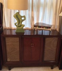 Admiral console stereo (more details in next photo), AMAZING green lamp by Aladdin, Jaymar toy grand piano