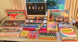 Lots of vintage board games, Ouija board, chess sets & more
