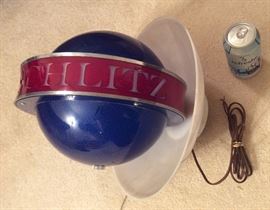 1961 lighted Schlitz advertising beer globe - hangs on wall (soda can for scale)