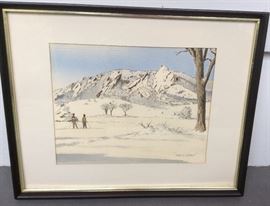 Watercolor on paper by Gray Davis, framed size 12" x 15". Davis was a pseudonym of noted Massachusetts watercolorist Ernest B. Walden (1929 - 1995) 