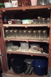 Canning jars, enamel canners & roasting pans