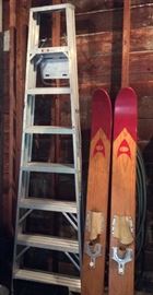 Werner 8 ft. aluminum ladder (Model 378), wooden water skis