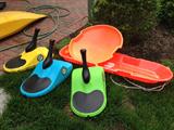 Super cool heavy duty (yes, strong enough for grown ups) down hill snow racers! and other sleds too!