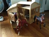 Horse barn, all wood with Breyer horses