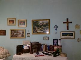 Thomas Kinkade, crosses, and books of faith