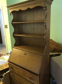 Drop down desk with storage and shelves