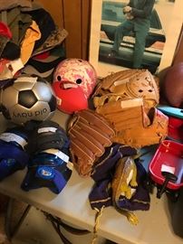 Baseball gloves and other sports items