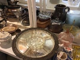 Glass and silver plate lazy susan