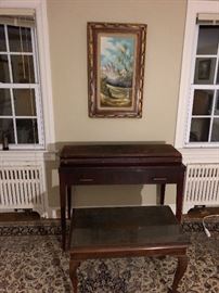 Three leaves on flip top dining console table
