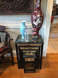 Stacking semi precious stone inlaid tables