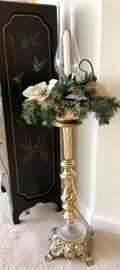 Brass floor candle holder