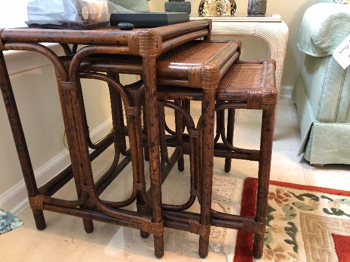 Rattan nesting tables