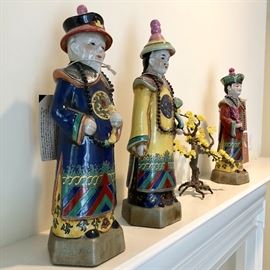 Three Oriental Ceramic Statues Elders "Pier 1"